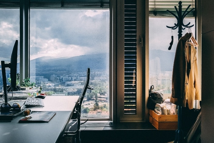Office with beautiful view in window